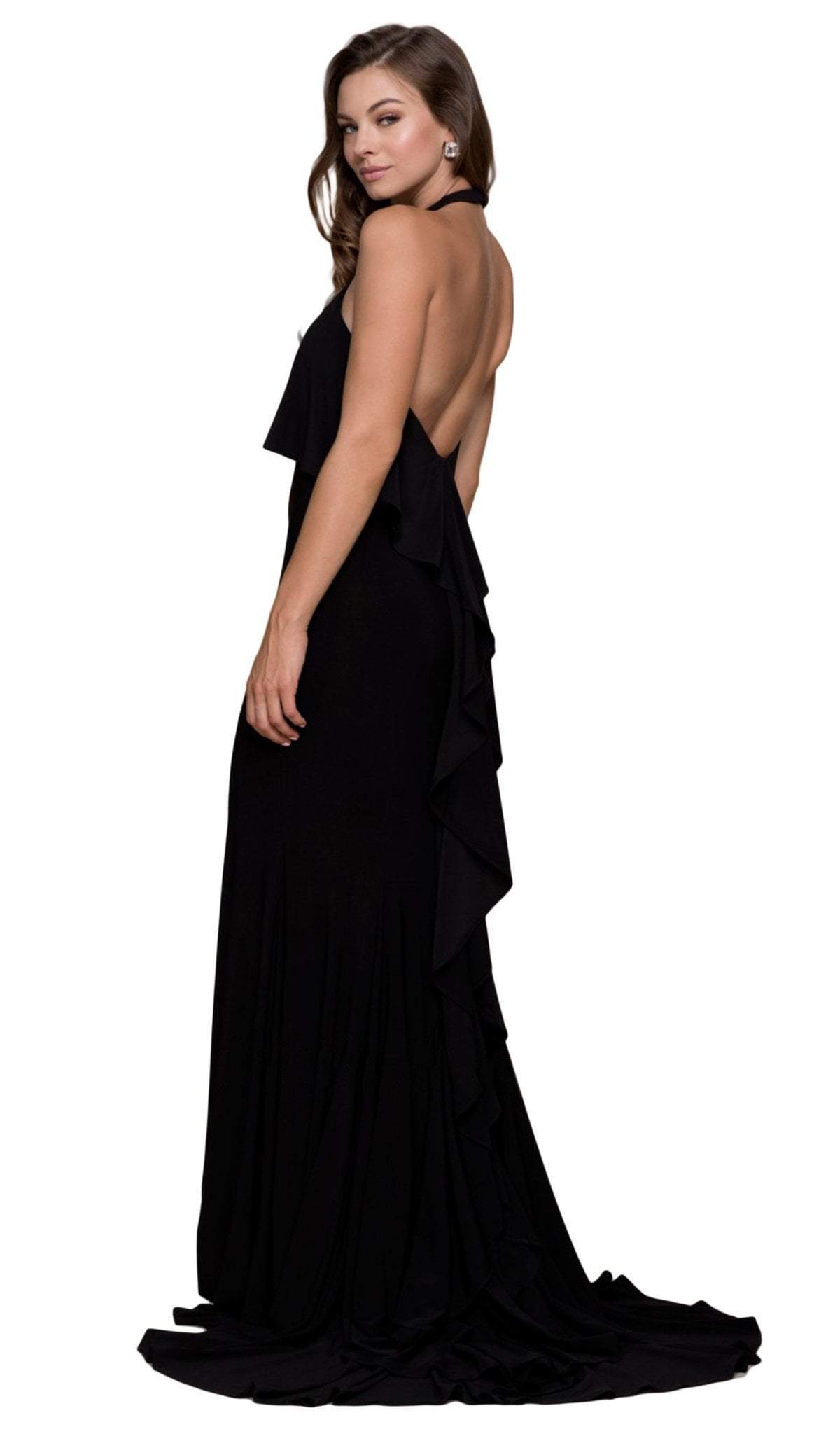 Nox Anabel - Q132 Halter Neck Trumpet Dress With Sweep Train Special Occasion Dress