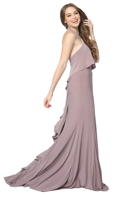 Nox Anabel - Q132 Halter Neck Trumpet Dress With Sweep Train Special Occasion Dress XS / Dusty Rose