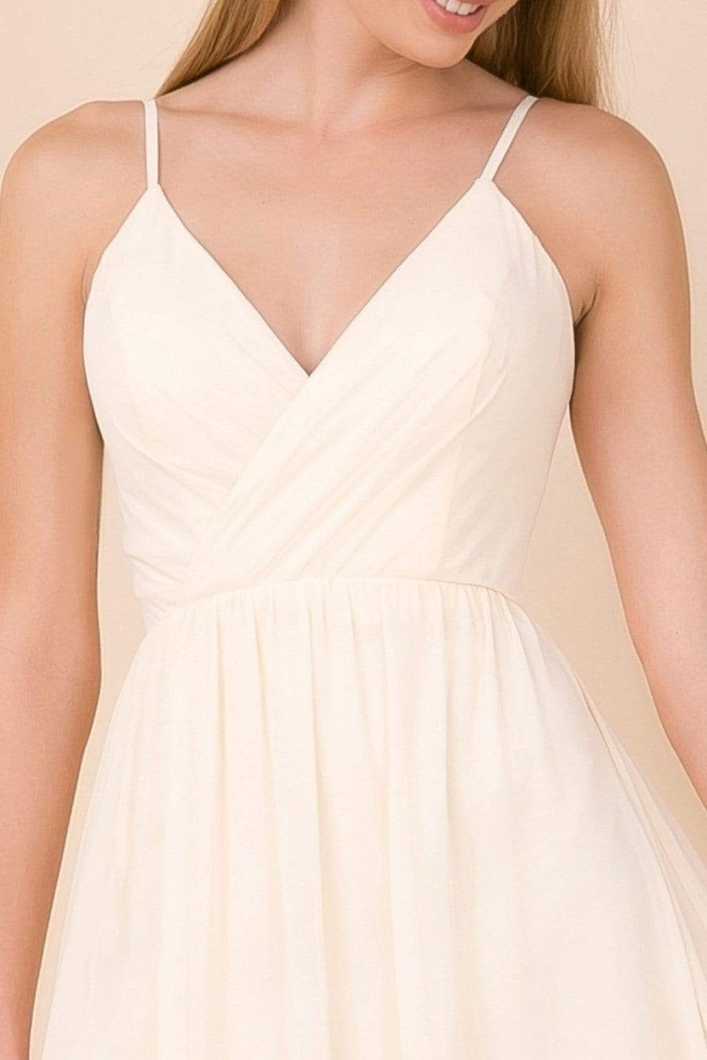 Nox Anabel - R275P Plunging V-neck A-line Dress With Slit Prom Dresses