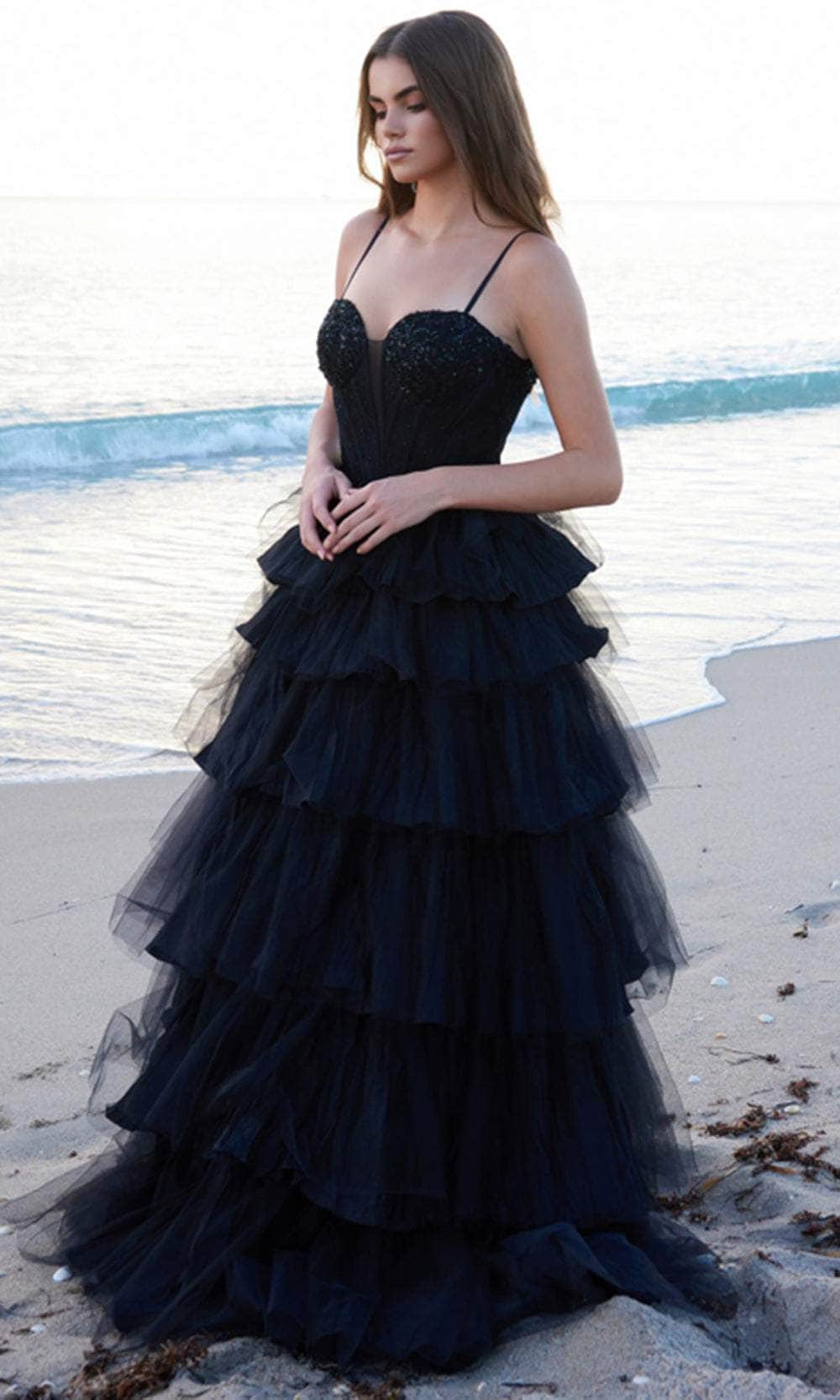 Nox Anabel Y1545 - Glamorous sequined ballgown with ruffles Ball Gowns