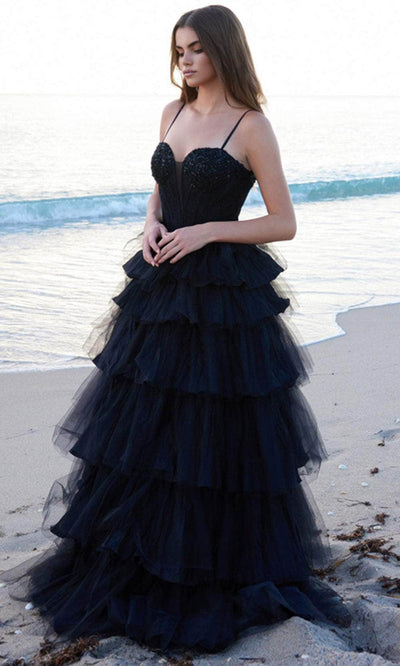 Nox Anabel Y1545 - Glamorous sequined ballgown with ruffles Ball Gowns