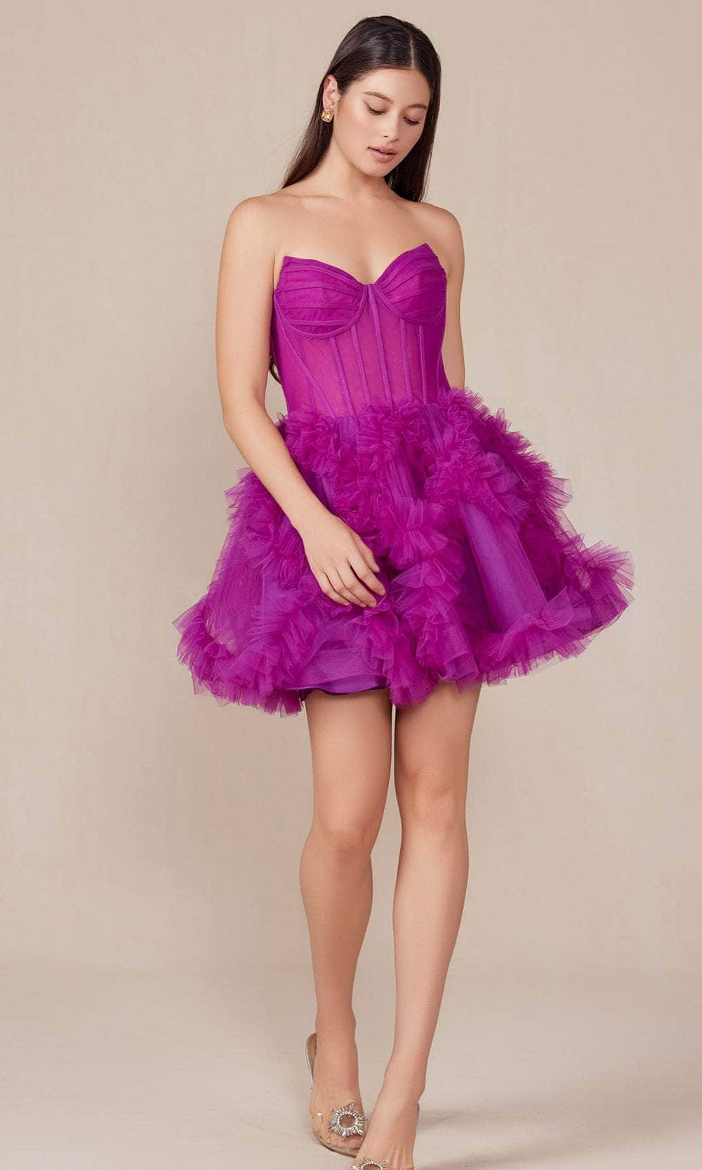 Nox Anabel Y859 - Strapless Corset Bodice Cocktail Dress Cocktail Dresses