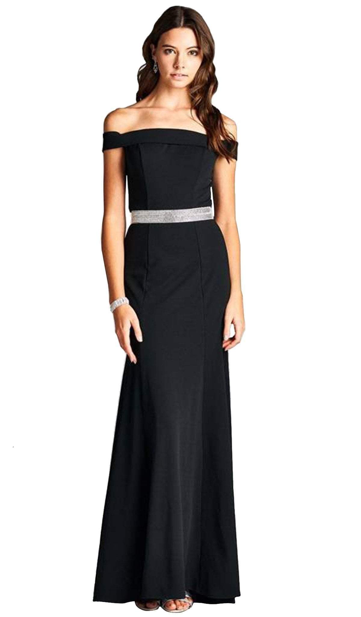 Trevi Collection - Off Shoulder Dress D114A In Black