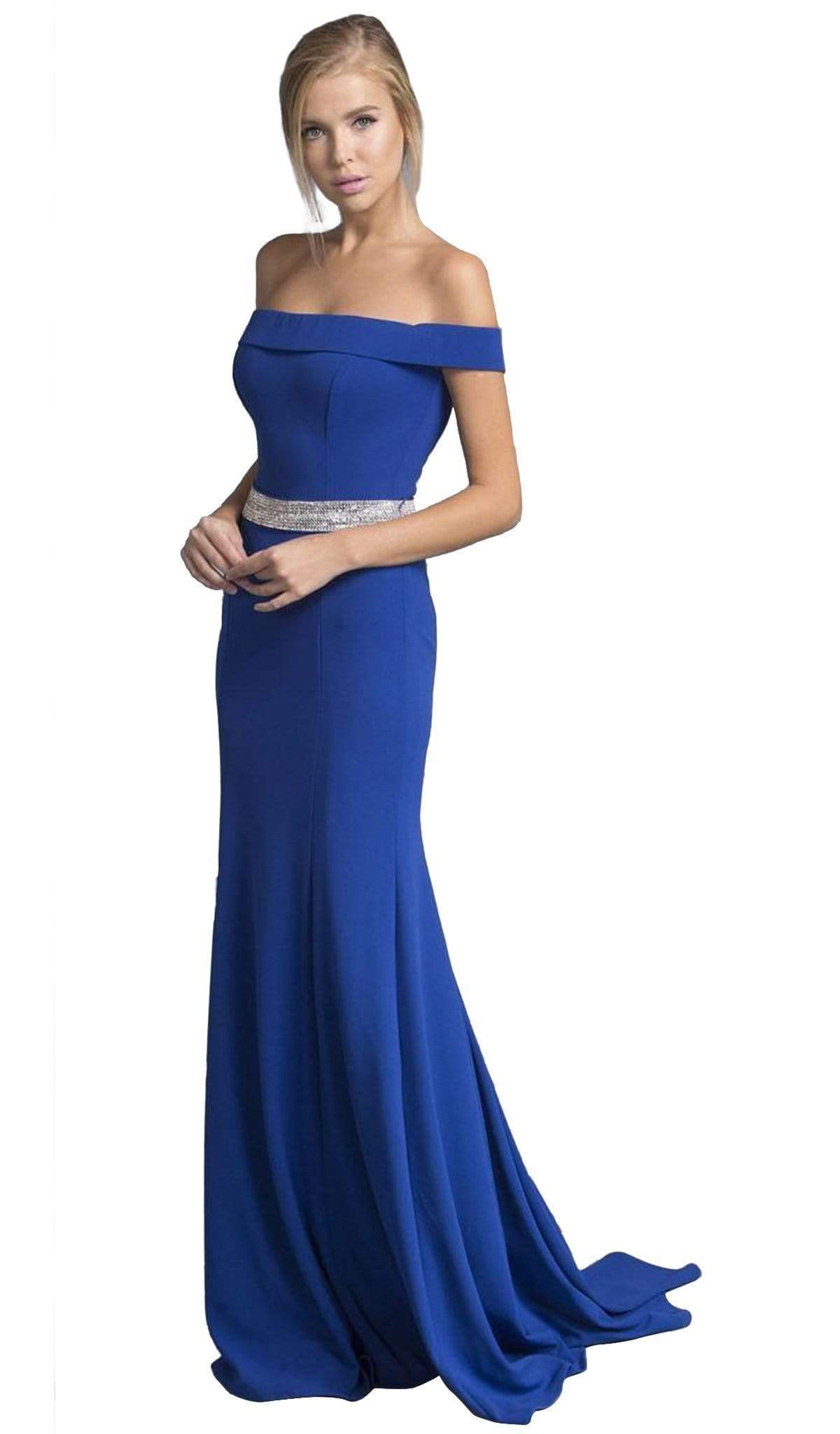 Off Shoulder Long Formal Evening Dress Evening Dresses XXS / Royal