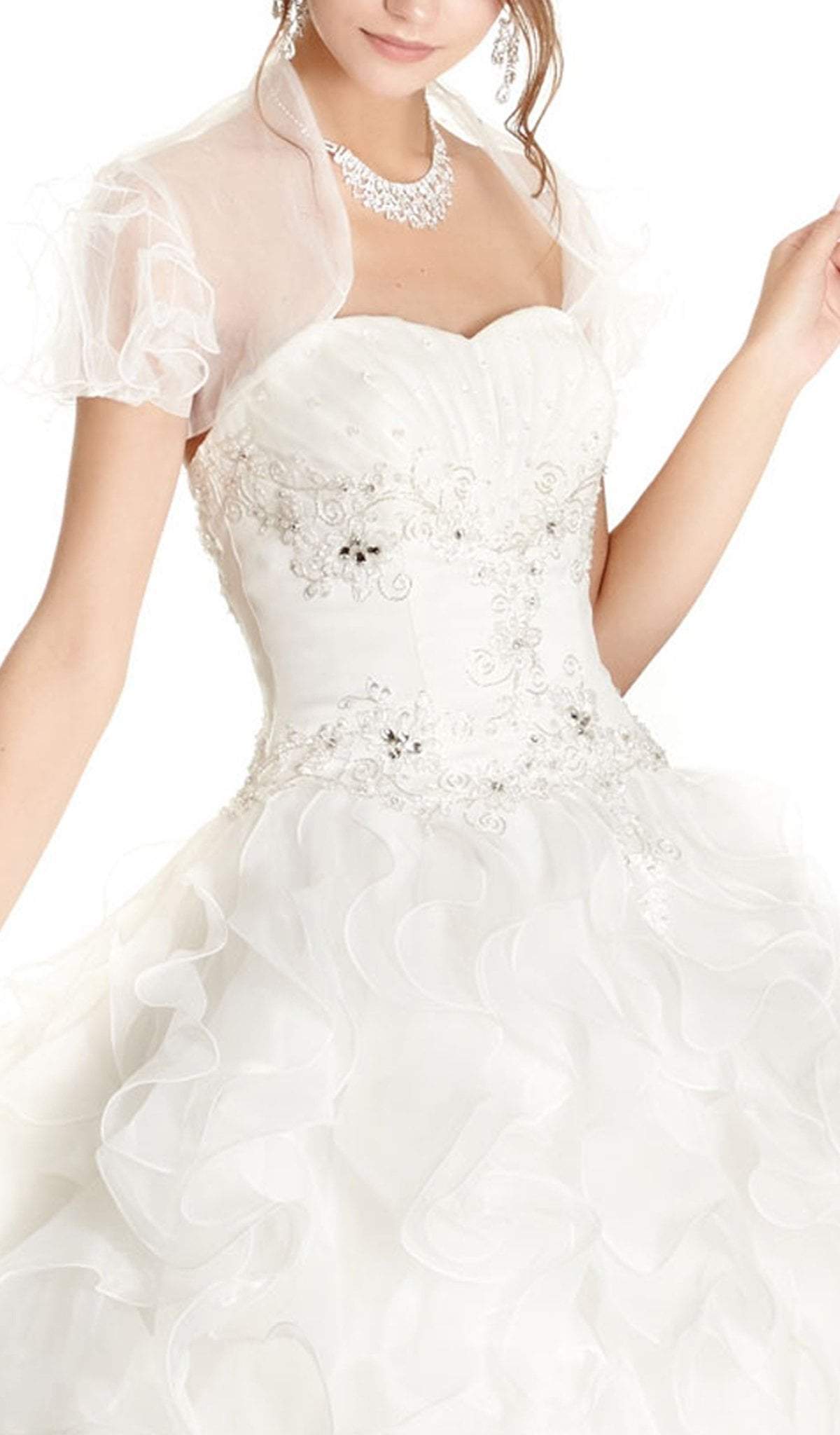 Ornate Ruffled Quinceanera Ballgown With Bolero Quinceanera Dresses