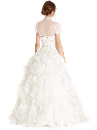 Ornate Ruffled Quinceanera Ballgown With Bolero Dress