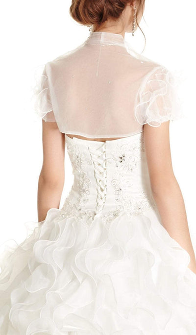 Ornate Ruffled Quinceanera Ballgown With Bolero Dress