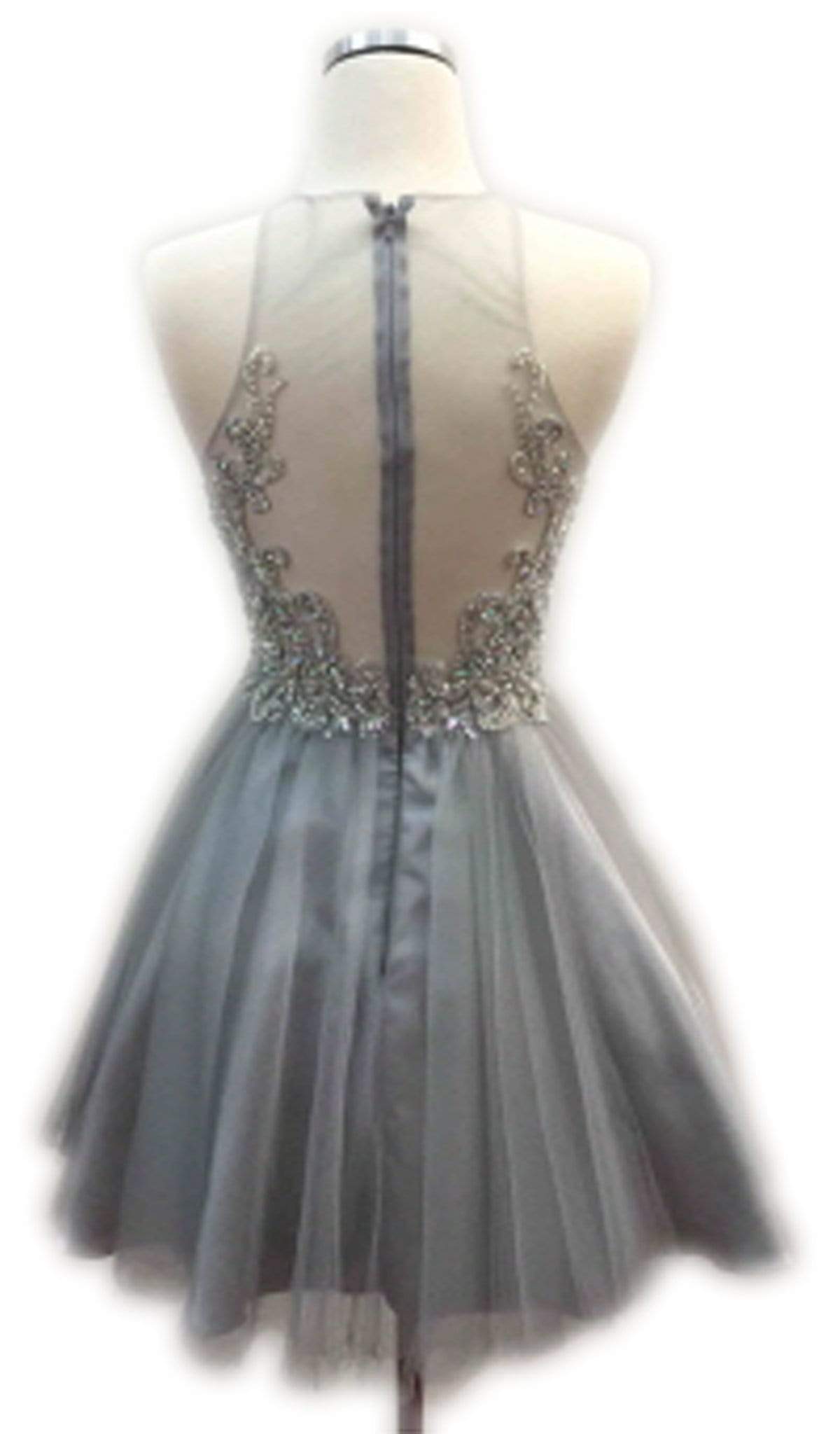 Ornate Sheer Halter A-line Homecoming Dress Homecoming Dresses