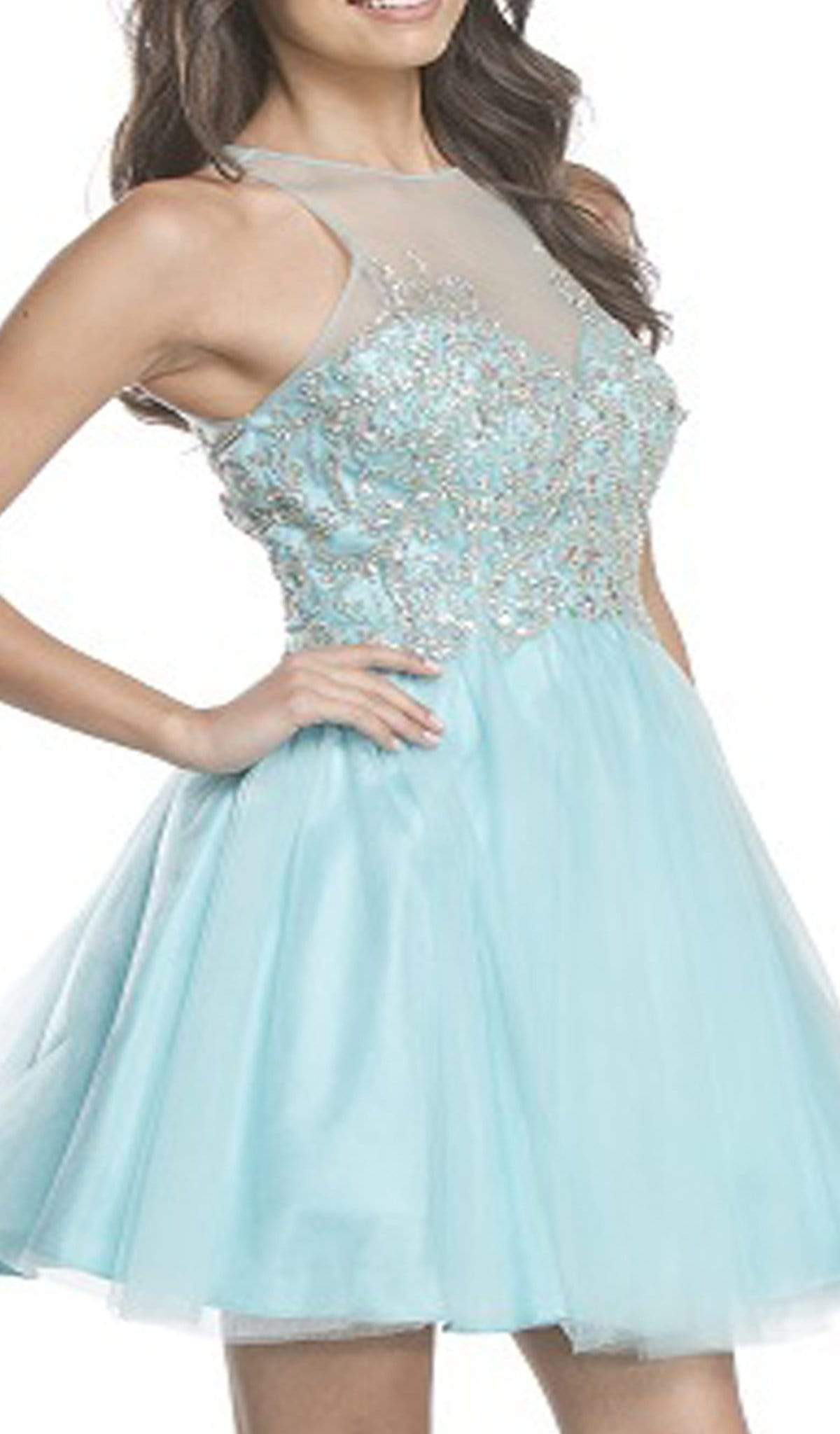 Ornate Sheer Halter A-line Homecoming Dress Homecoming Dresses