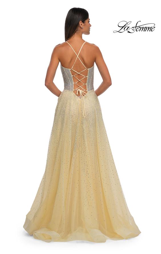 La Femme 32725 - Corset Bodice Deep V-Neck Prom Gown