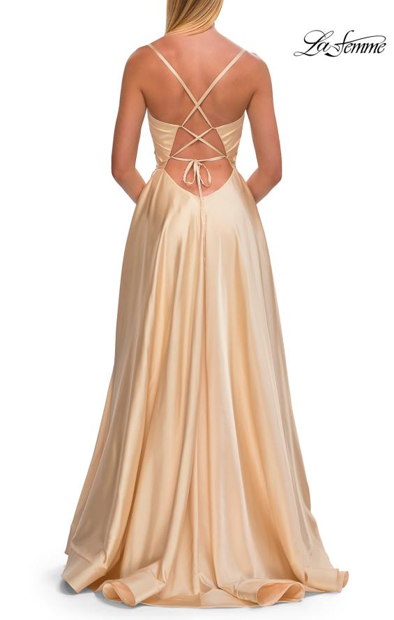 La Femme 33373 - Ruched Bodice Elegant A-Line Dress