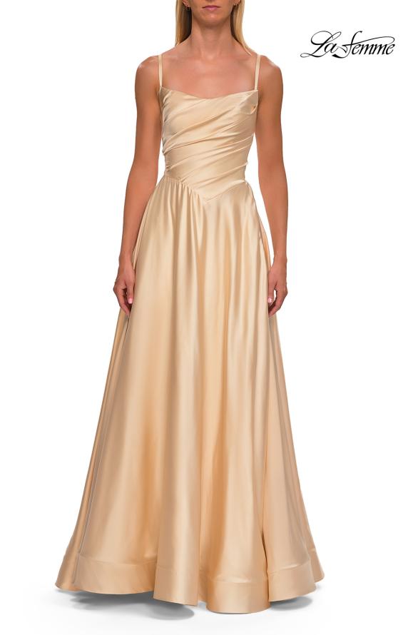 La Femme 33373 - Ruched Bodice Elegant A-Line Dress