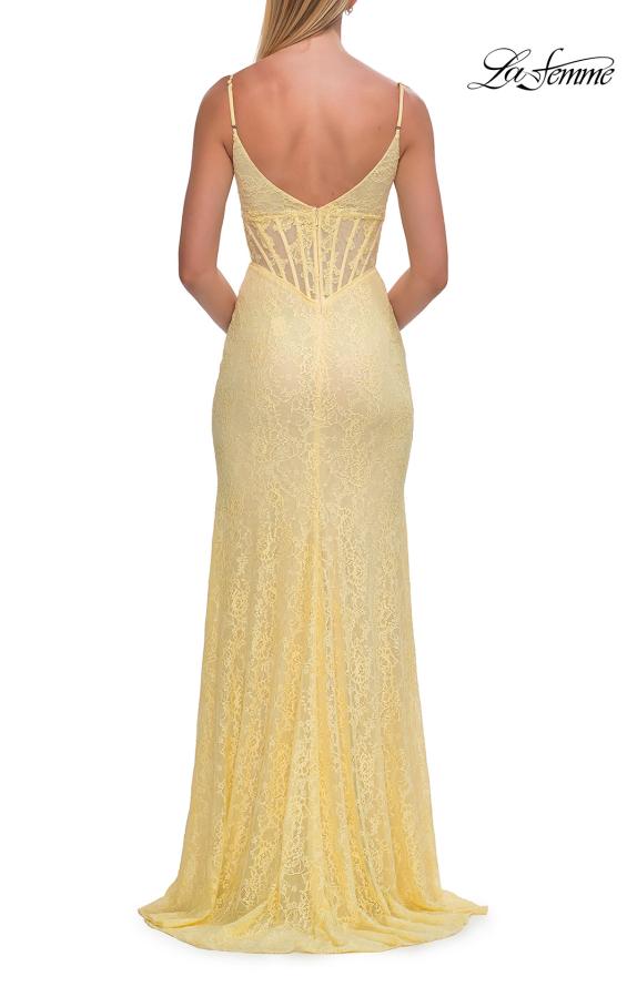 La Femme 33442 - Scoop Back Lace Sheath Gown