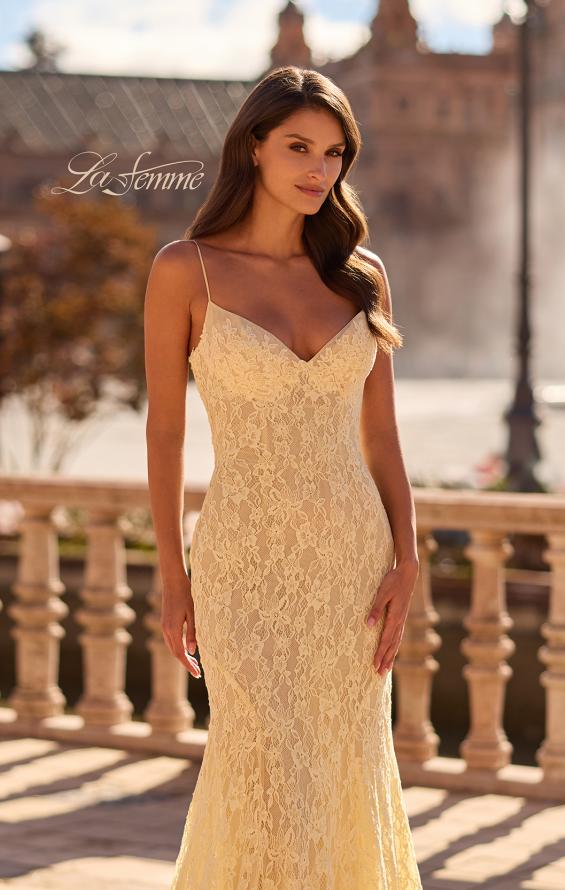 La Femme 33452 - Illusion Scoop Back Floral Lace Dress