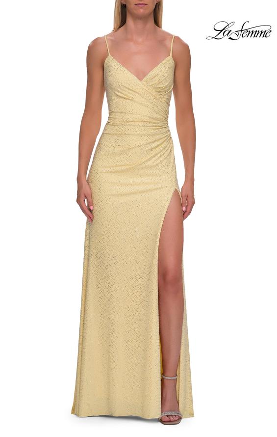 La Femme 33340 - Bead Embellished Lace-Up Back Gown