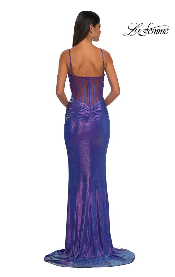 La Femme 33034 - V-Neck Exposed Boning Prom Gown