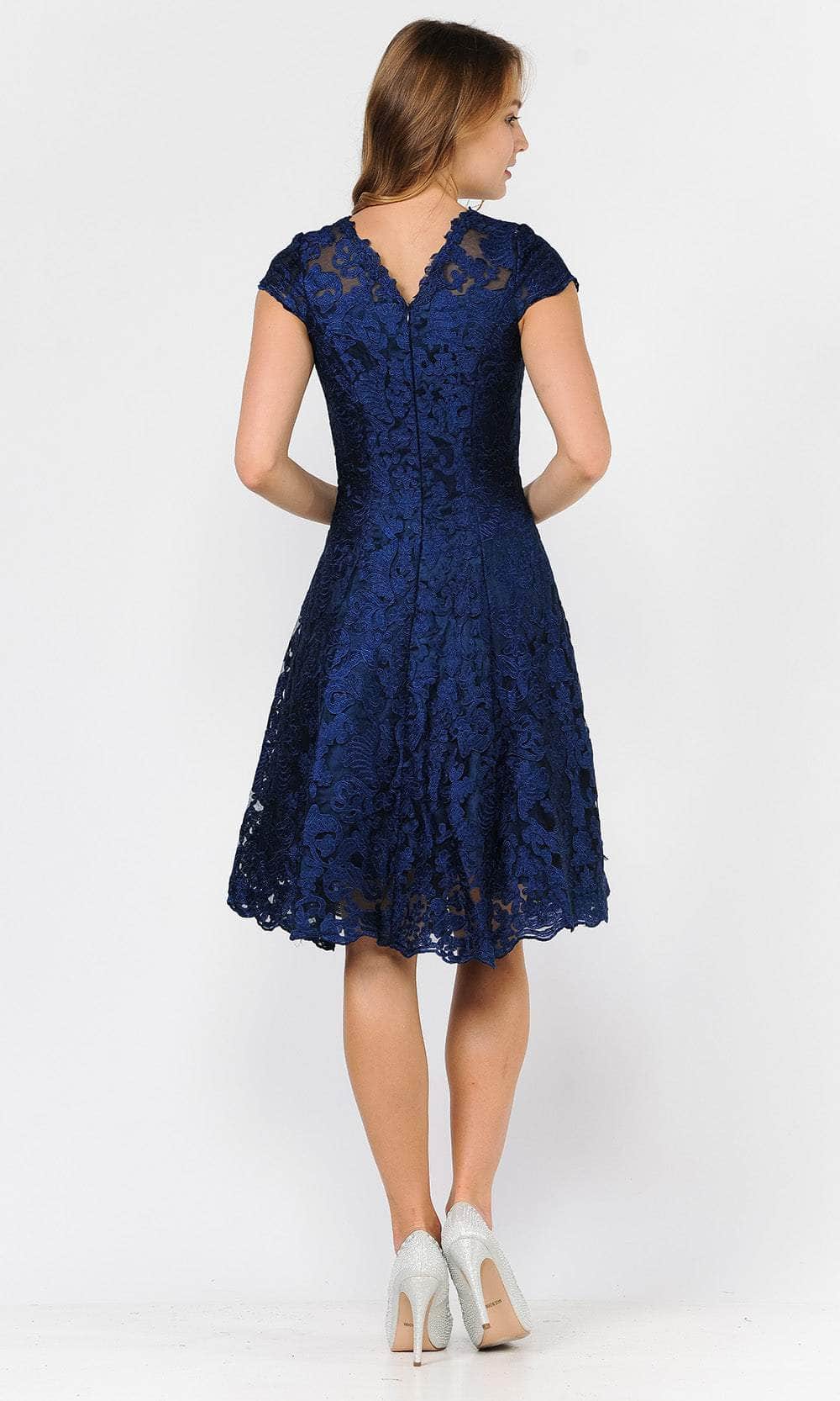 Poly USA 8090 - Lace Applique Short Sleeve Cocktail Dress Special Occasion Dresses