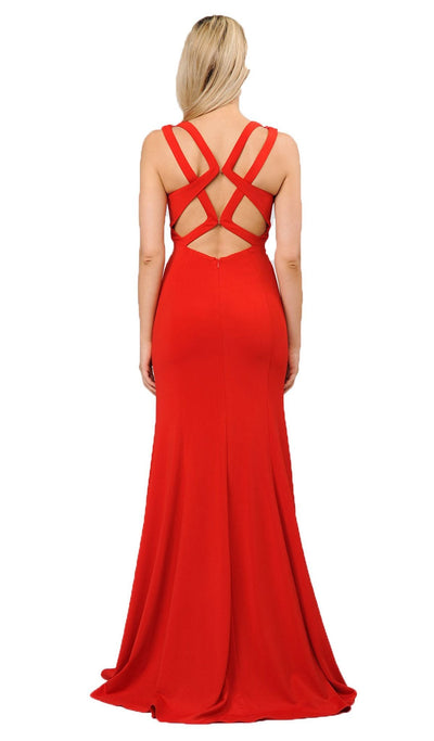 Poly USA - 8232 Sexy Cutout Back Mermaid Jersey Evening Gown Special Occasion Dress