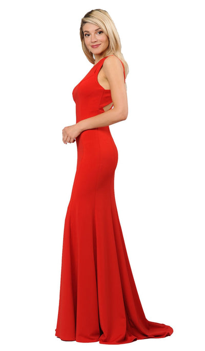 Poly USA - 8232 Sexy Cutout Back Mermaid Jersey Evening Gown Special Occasion Dress