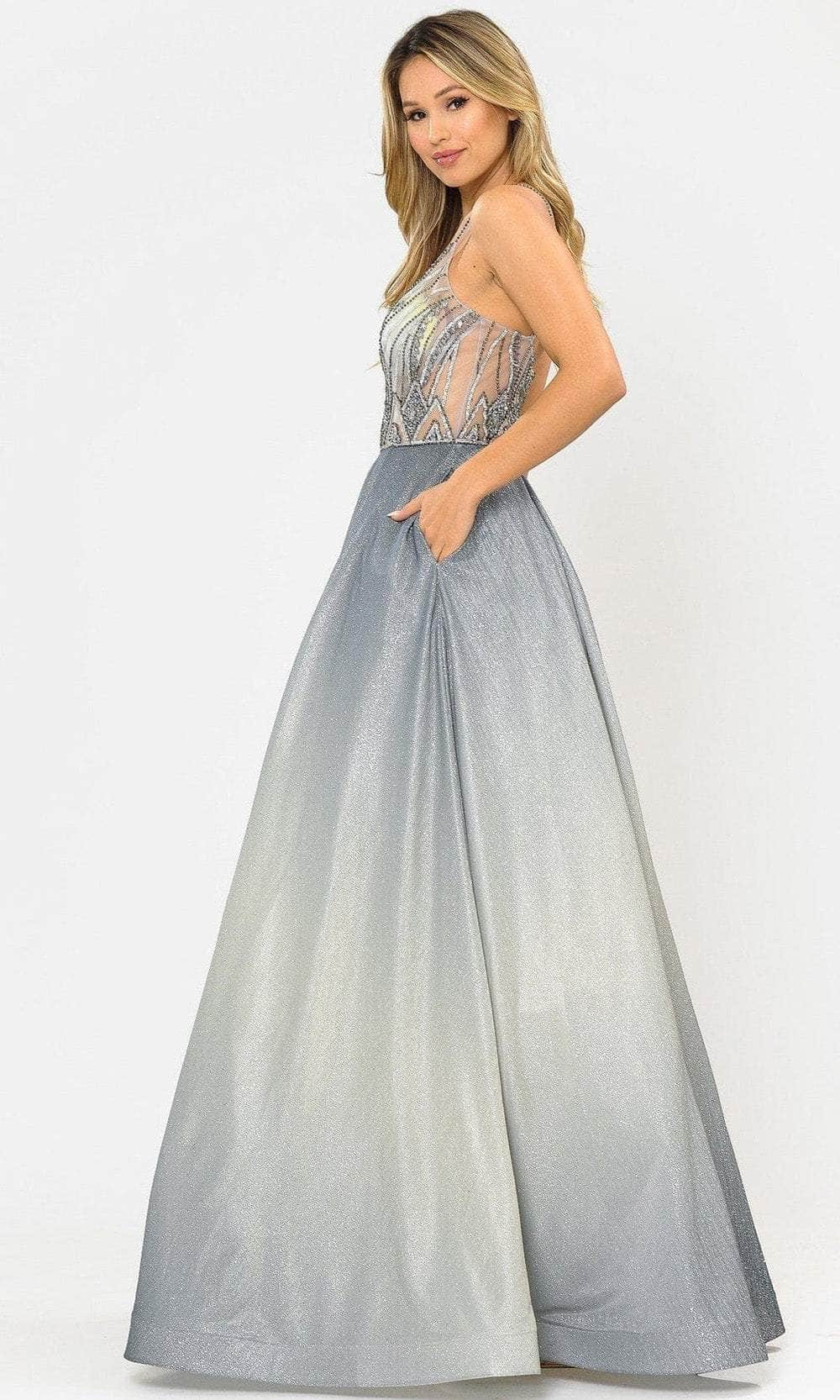 Poly USA 8350 - Sheer Beaded Ombre A-Line Prom Dress Prom Dresses