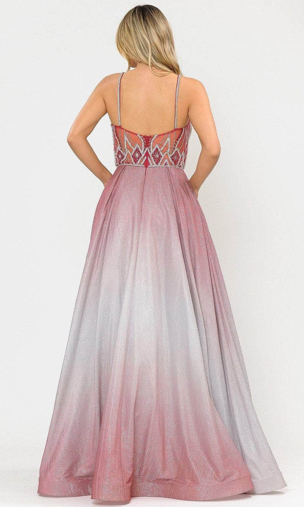 Poly USA 8350 - Sheer Beaded Ombre A-Line Prom Dress Prom Dresses