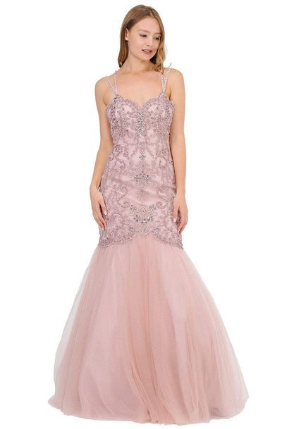 Poly USA - 8352 Embellished Sweetheart Trumpet Gown Prom Dresses XS / Mauve