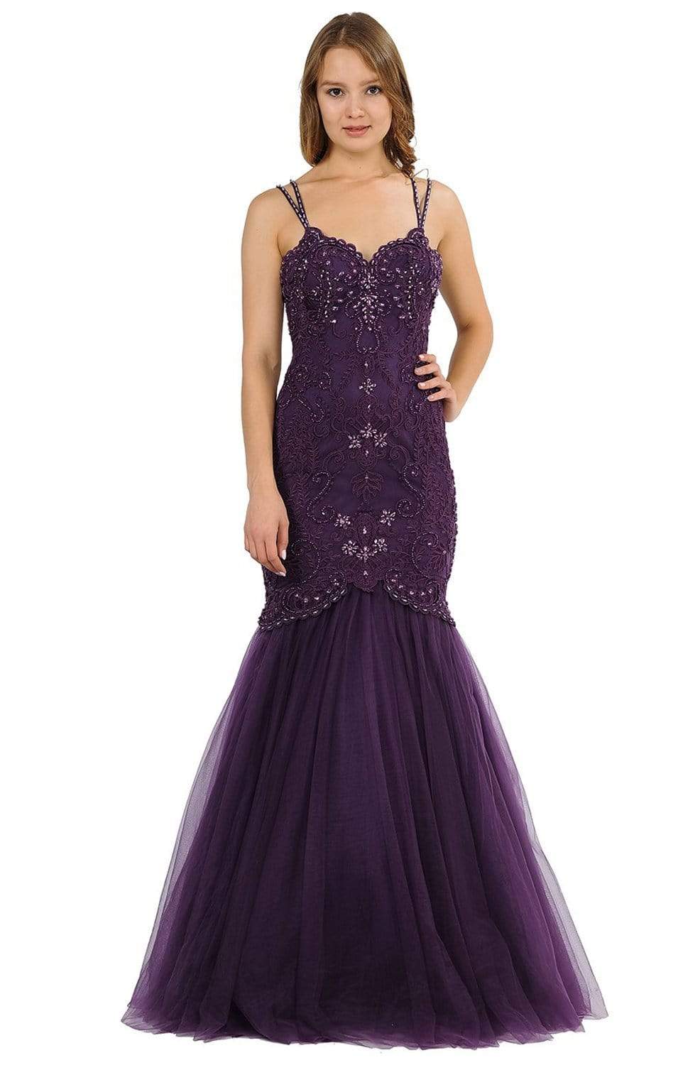 Poly USA - 8352 Embellished Sweetheart Trumpet Gown Prom Dresses XS / Plum