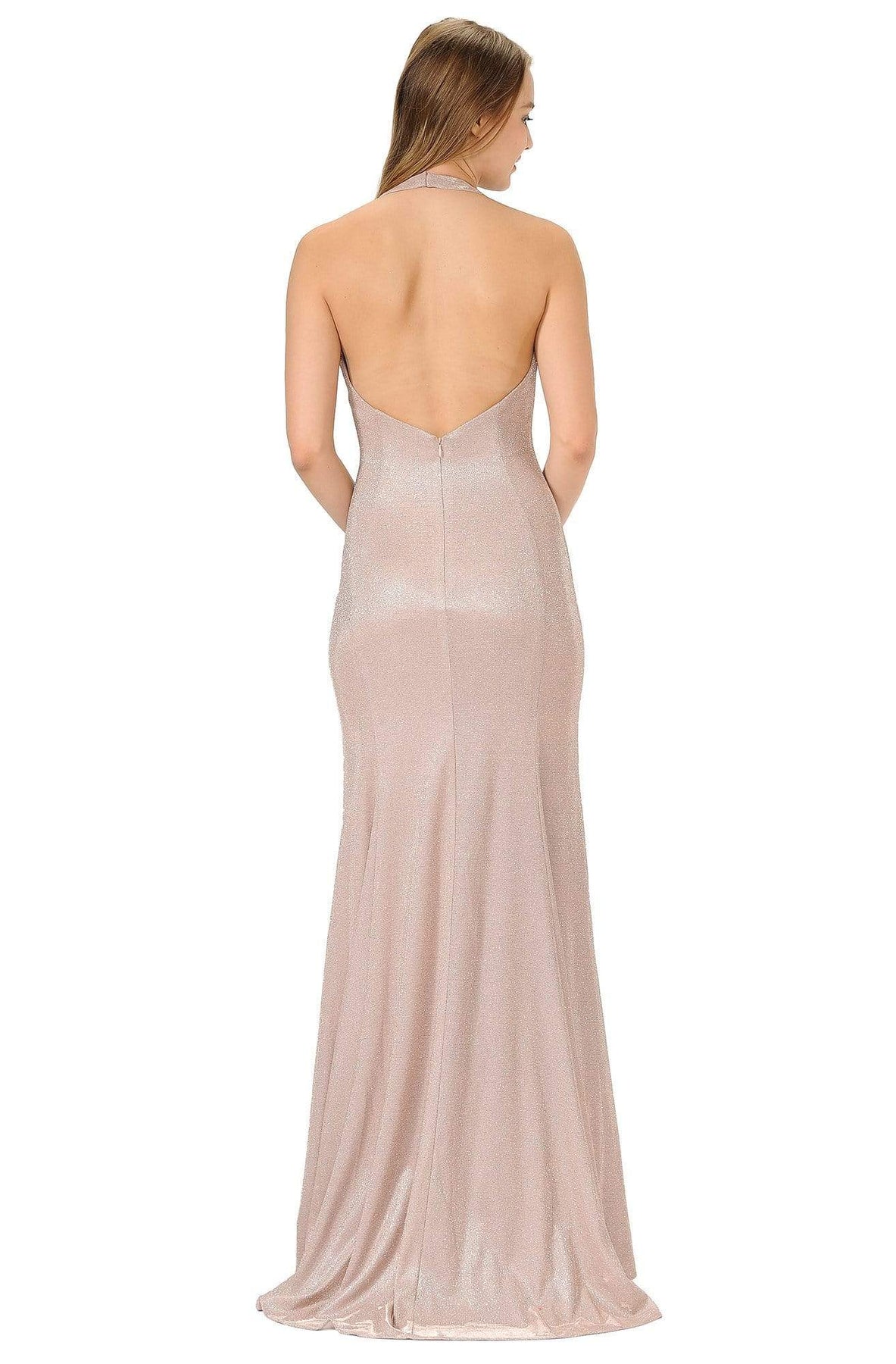 Poly USA 8384 - Long Mermaid Dress - Glitter crepe fabric, 60% Metallic/Glitter, 40% Polyester, Glitter Jersey Knit, Backless, Bra cups inserts, Back Poly USA 8384 - Long Mermaid Dress - Glitter crepe fabric, 60% Metallic/Glitter, 40% Polyester, Glitter Jersey Knit, Backless, Bra cups inserts, Back
