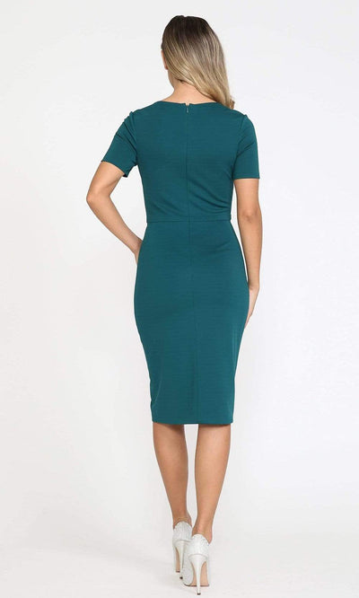 Poly USA - 8524 Short Sleeve Tie Waist Sheath Dress Cocktail Dresses