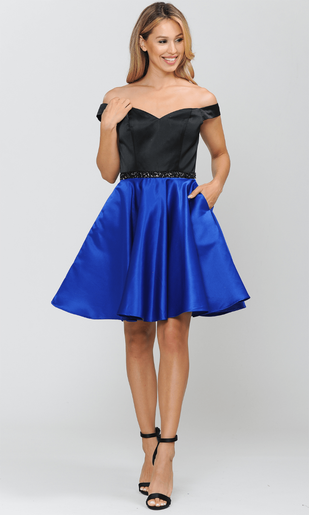 Poly USA 8532 - Off-Shoulder Sweetheart Neck Cocktail Dress Cocktail Dresses M / Purple