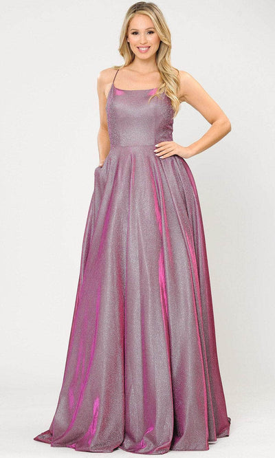 Poly USA 8574 - Sleeveless Iridescent A-Line Gown Special Occasion Dress XS / Magenta