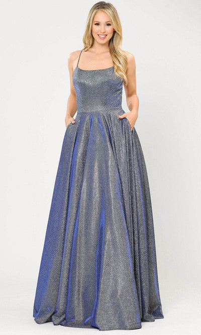 Poly USA 8574 - Sleeveless Iridescent A-Line Gown Special Occasion Dress XS / Royal