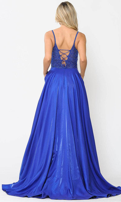 Poly USA 8576 - Sleeveless Deep V-neck Long Gown Prom Dresses