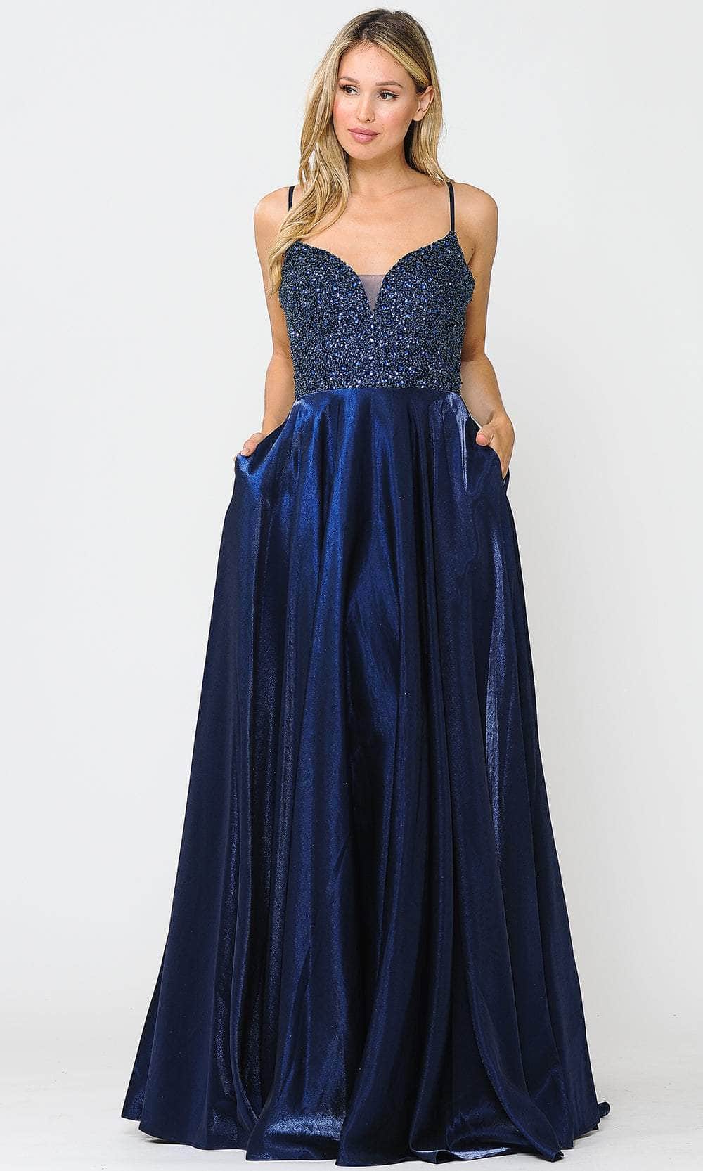 Poly USA 8674 - Beaded Sweetheart Prom Dress Prom Dresses XS / Navy