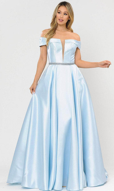 Poly USA 8680 - Off-Shoulder Mikado Dress Prom Dresses XS / Blue