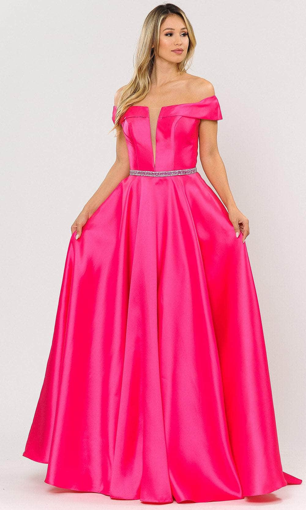 Poly USA 8680 - Off-Shoulder Mikado Dress Prom Dresses XS / Fuchsia