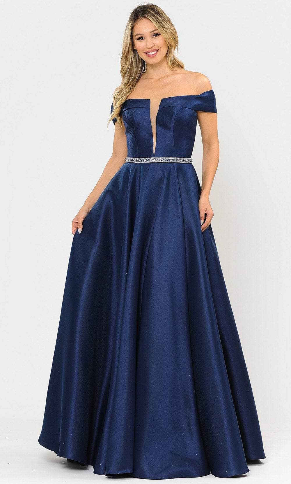 Poly USA 8680 - Off-Shoulder Mikado Dress Prom Dresses XS / Navy