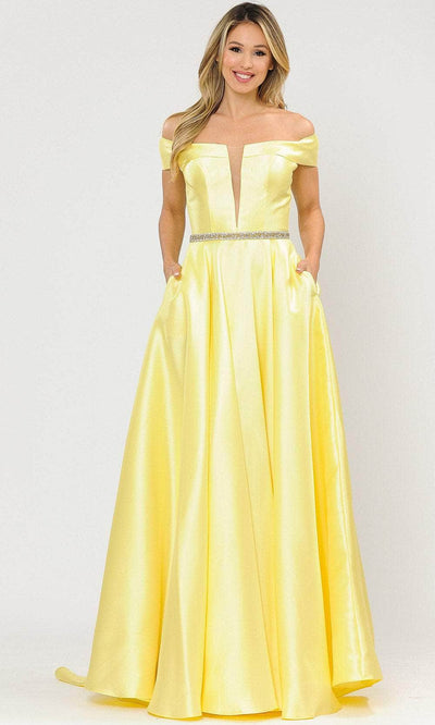 Poly USA 8680 - Off-Shoulder Mikado Dress Prom Dresses XS / Yellow