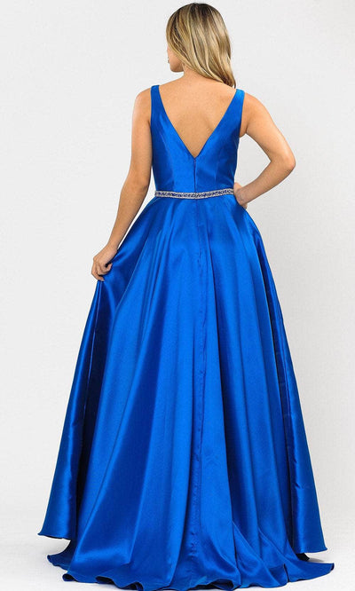 Poly USA 8682 - Mikado Sleeveless A-Line Long Gown Special Occasion Dress XS / Royal