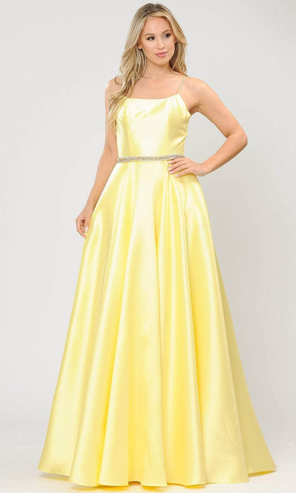 Poly USA 8684 - Lace-Up Back Styled Mikado A-Line Dress Special Occasion Dress XS / Yellow