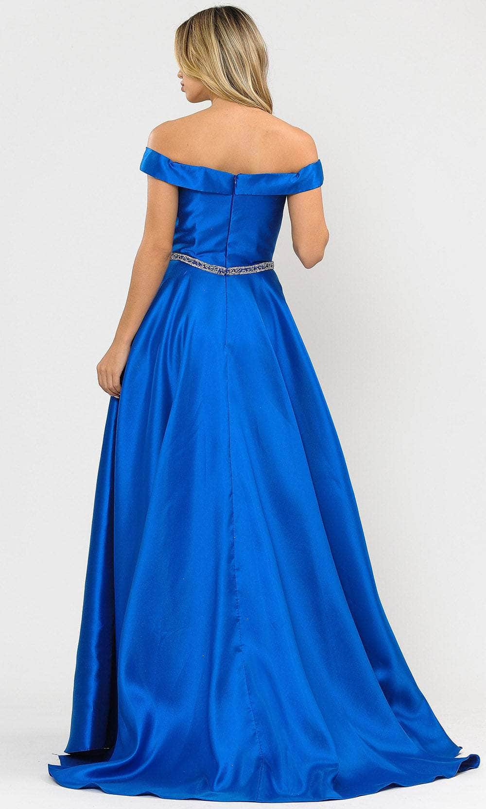 Poly USA 8686 - Off-Shoulder Sweetheart A-line Gown In Blue