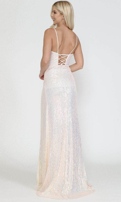 Poly USA 8720 - Deep V-Neck Shimmer Prom Dress Prom Dresses