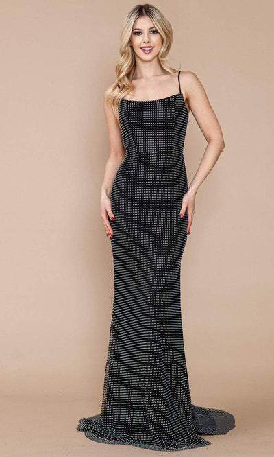 Poly USA 9284 - Spaghetti Strap Beaded Prom Dress Prom Dresses XS / Black