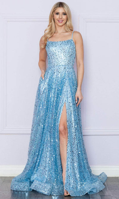 Poly USA 9290 - Sleeveless Fully Sequin Prom Dress Prom Dresses XS / Blue