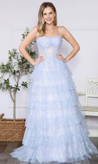 Poly USA 9328 - Corset Tiered Prom Dress Prom Dresses XS / Lavender