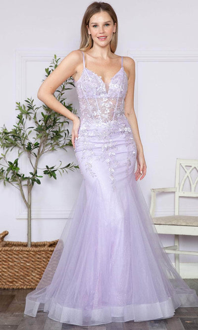 Poly USA 9374 - Sleeveless Godets Mermaid Prom Dress Prom Dresses XS / Lavender