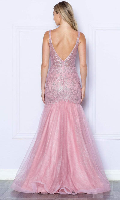 Poly USA 9388 - Plunging Neckline Glitter Prom Dress Prom Dresses