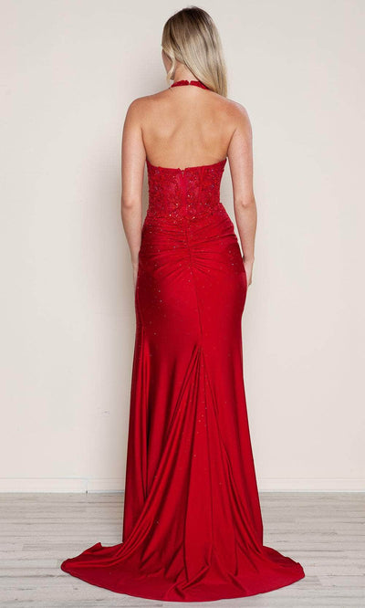 Poly USA 9614 - Halter Neck Ruched Jersey Prom Dress Prom Dresses