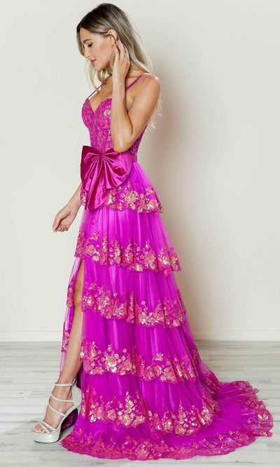 Poly USA 9626 - Sweetheart Neckline Lace Prom Gown Evening Dresses XS /  Fuchsia