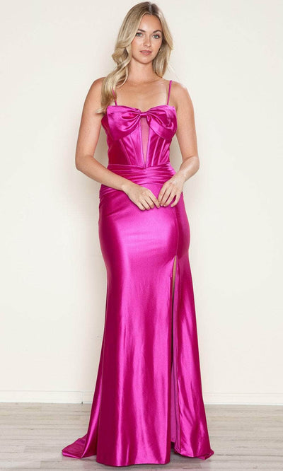 Poly USA 9644 - Sleeveless Pleated Waist Prom Dress Prom Dresses XS /  Magenta